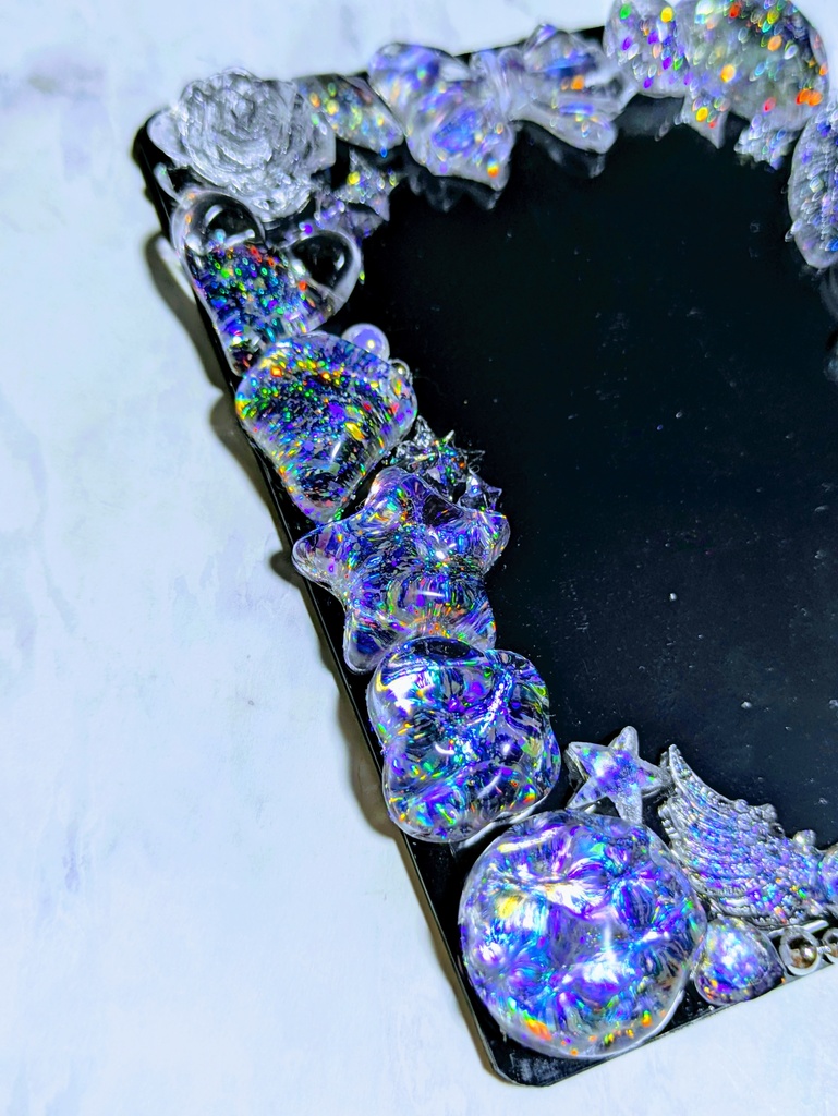 【B6サイズ】レジンデコ 硬質トレカケース クリアカラーオーロラ ブラック