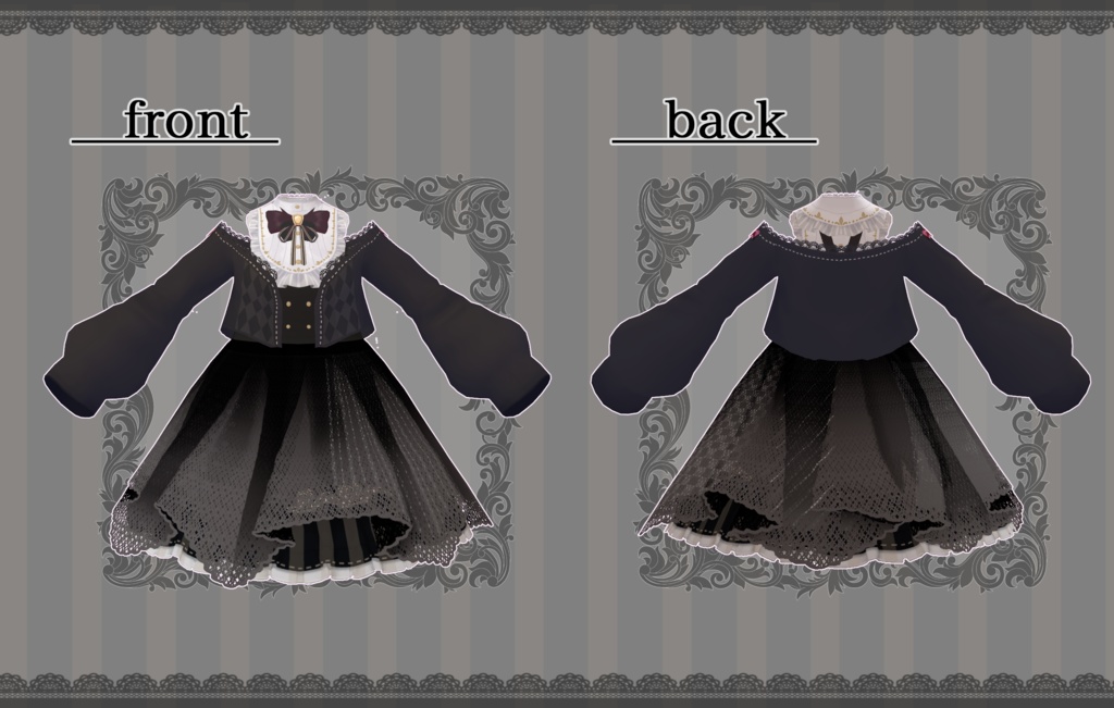 【vroid】(無料版あり)ハロウィンツギハギワンピース【衣装テクスチャ】