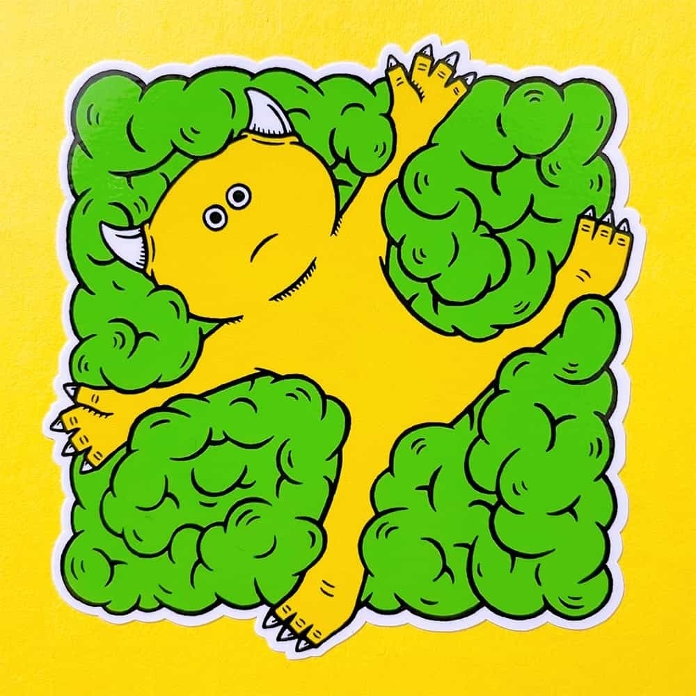 ステッカー もこもこキイロ 緑