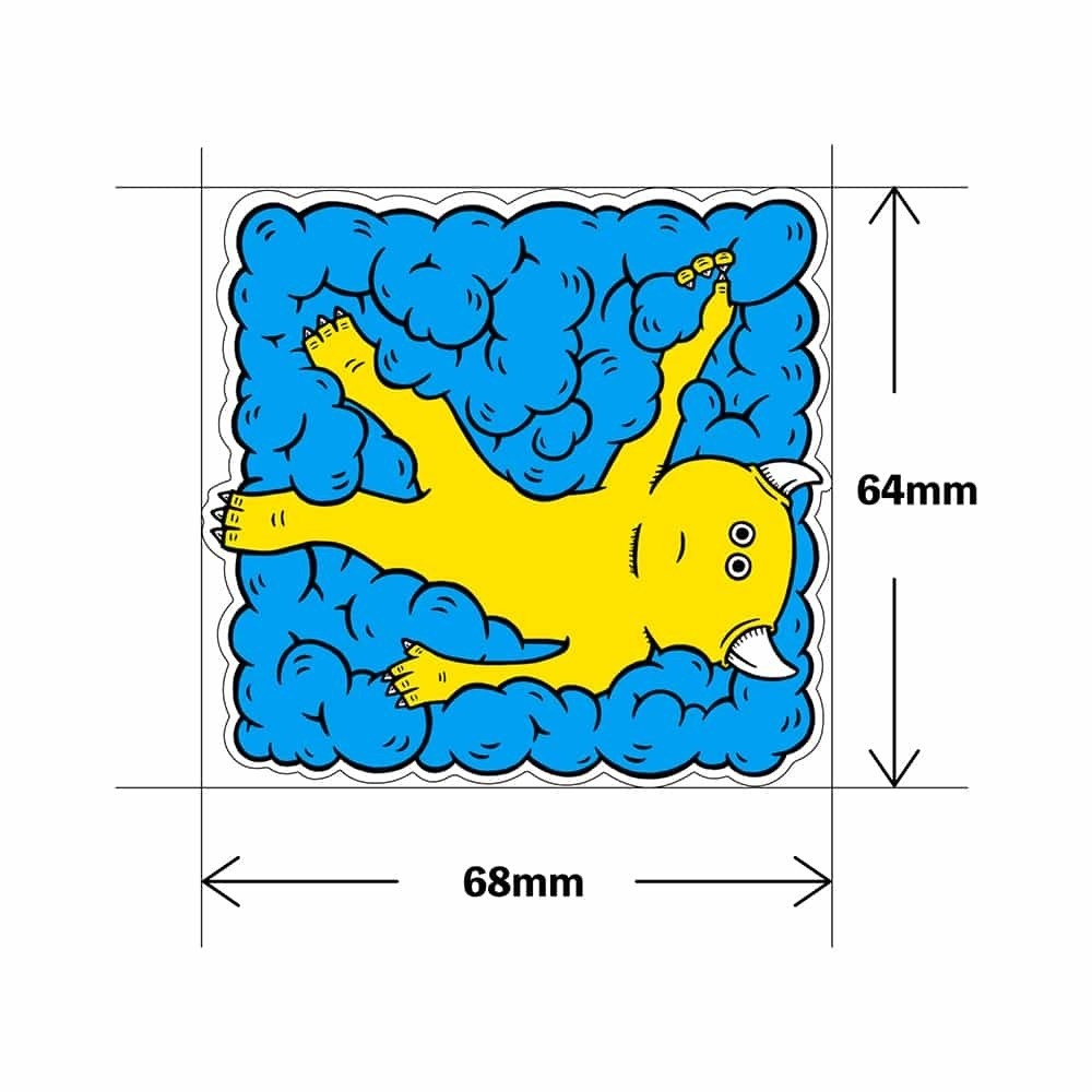 ステッカー もこもこキイロ 青