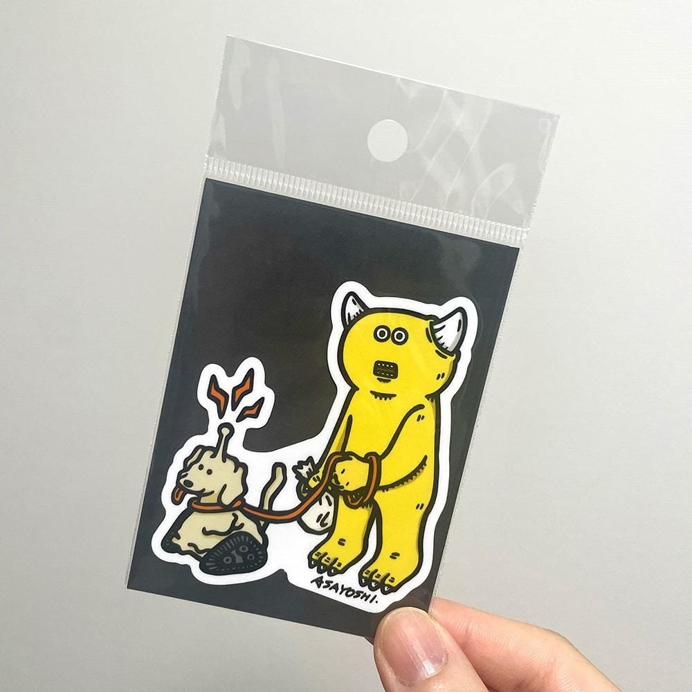 ステッカー キイロとキャタピラワンコ