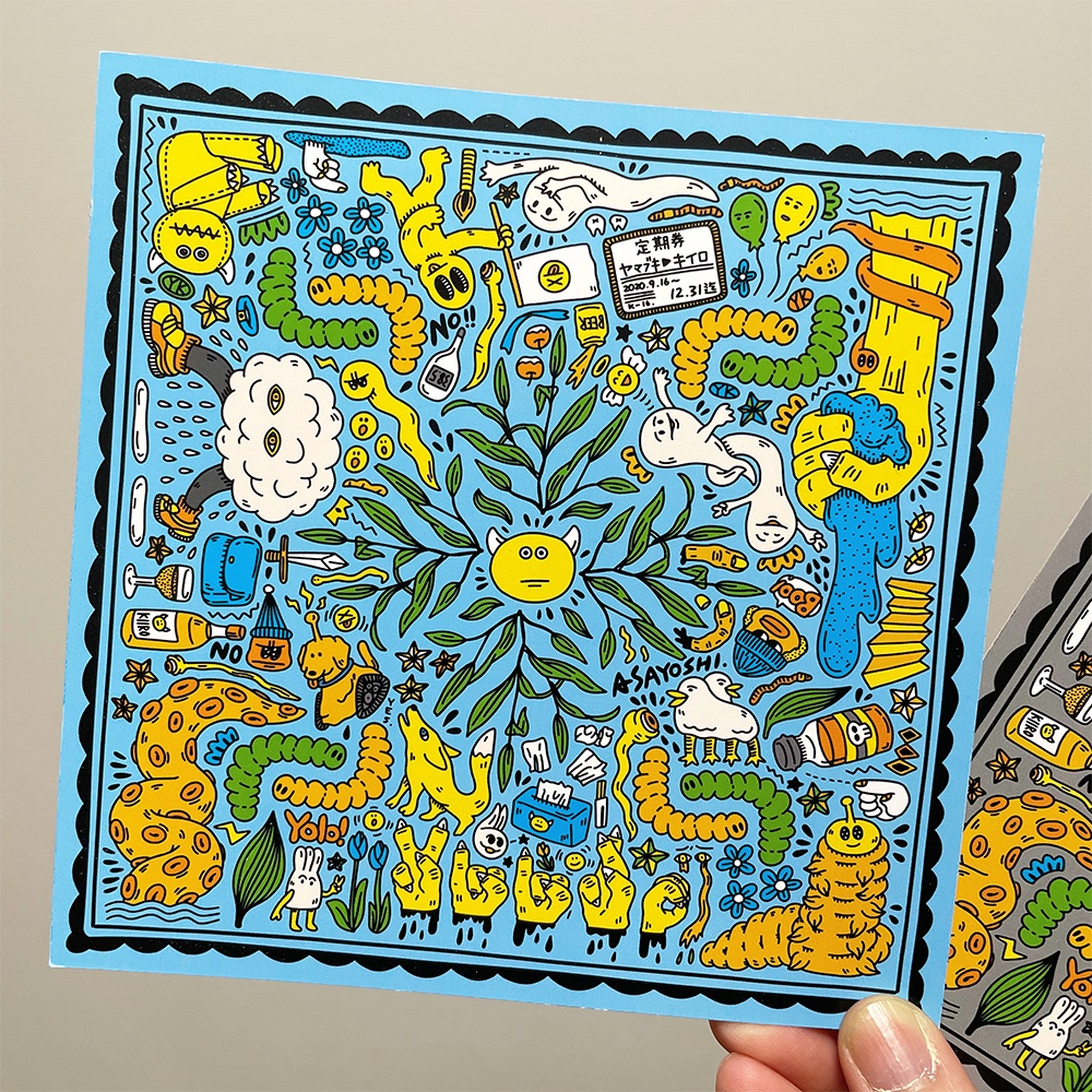 ハンカチ柄ミニポスター ブルー