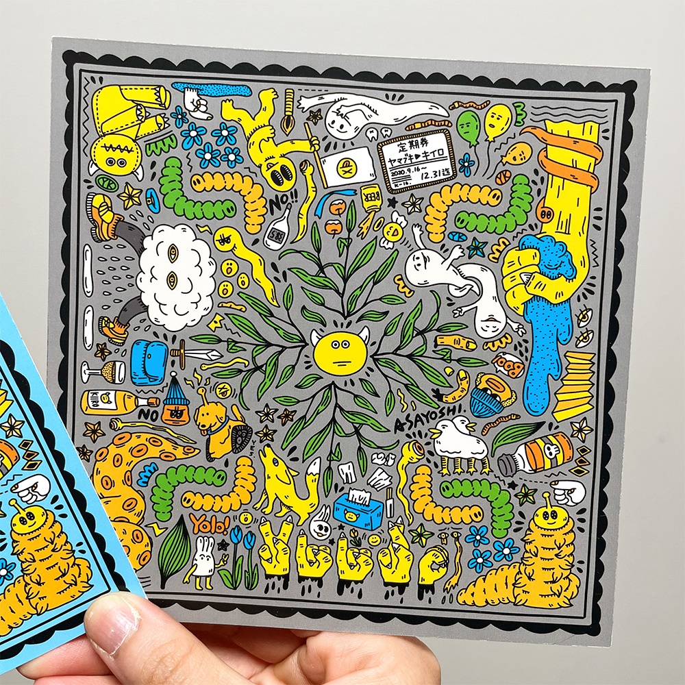 ハンカチ柄ミニポスター グレー