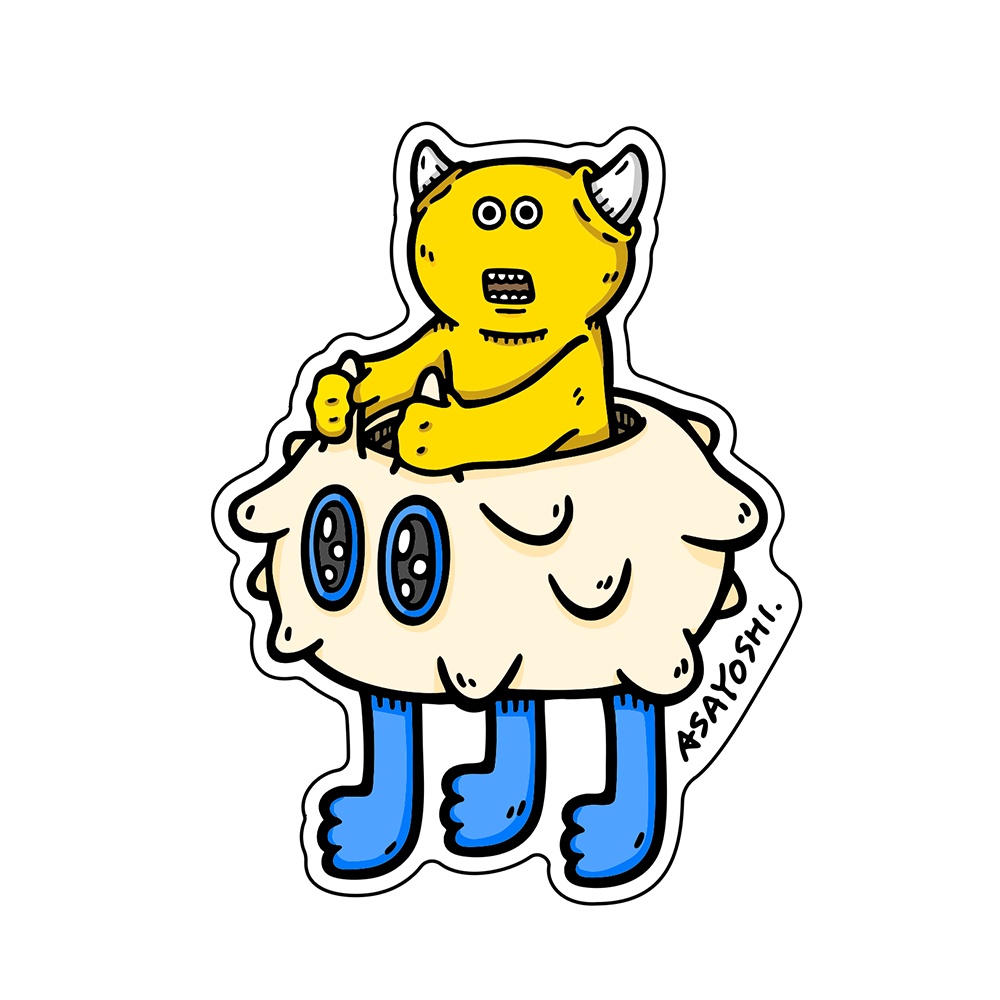 ステッカー くもに乗るキイロ