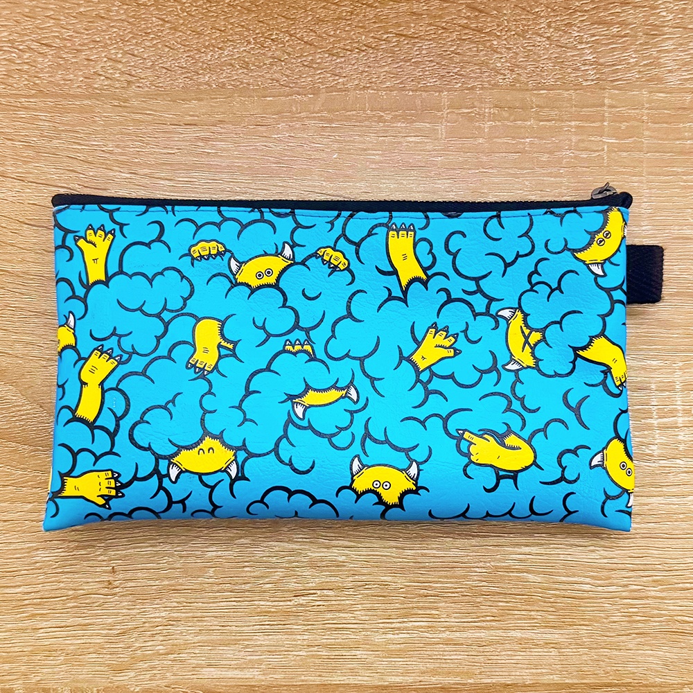 ペンケース もこもこ青