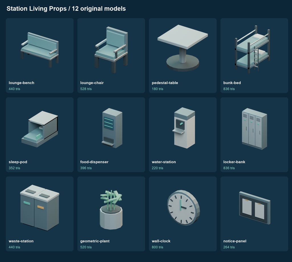 Station Living Props v0.1.0|生活設備3D小物12種