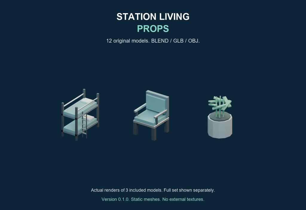 Station Living Props v0.1.0｜生活設備3D小物12種