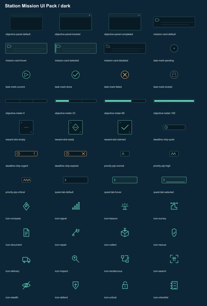 Station Mission UI Pack v0.1.1|ミッション・目標UI素材