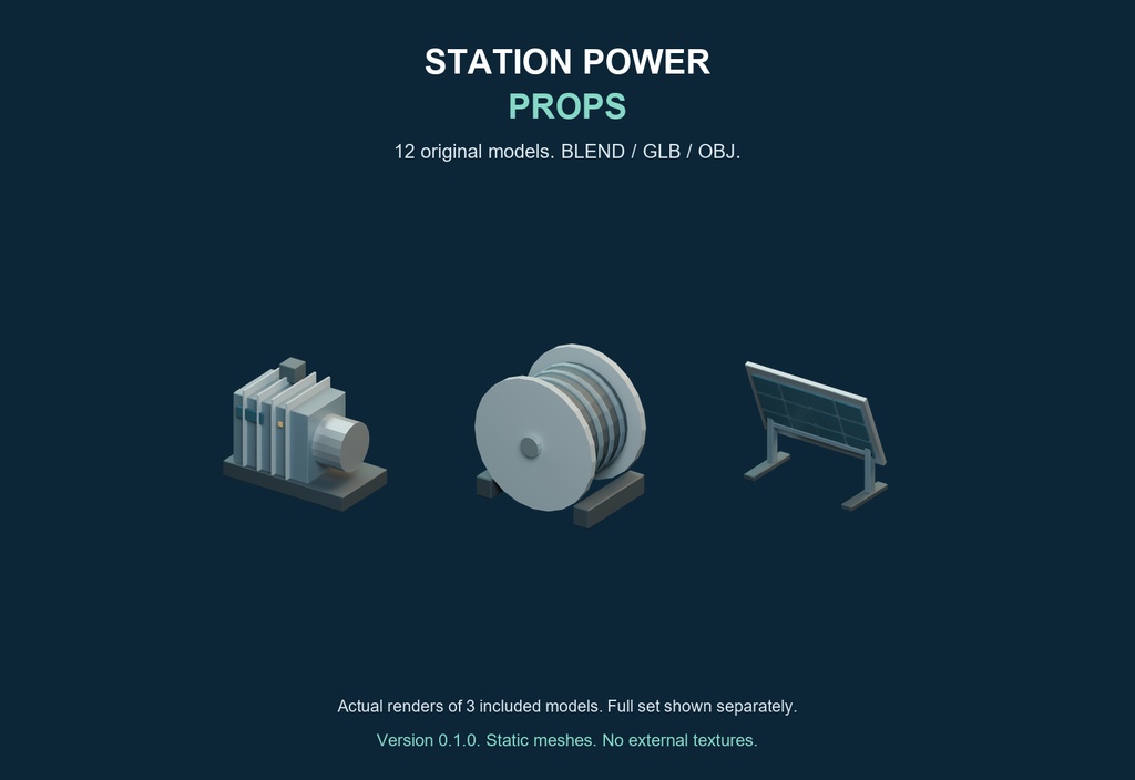 Station Power Props v0.1.0｜電力設備3D小物12種
