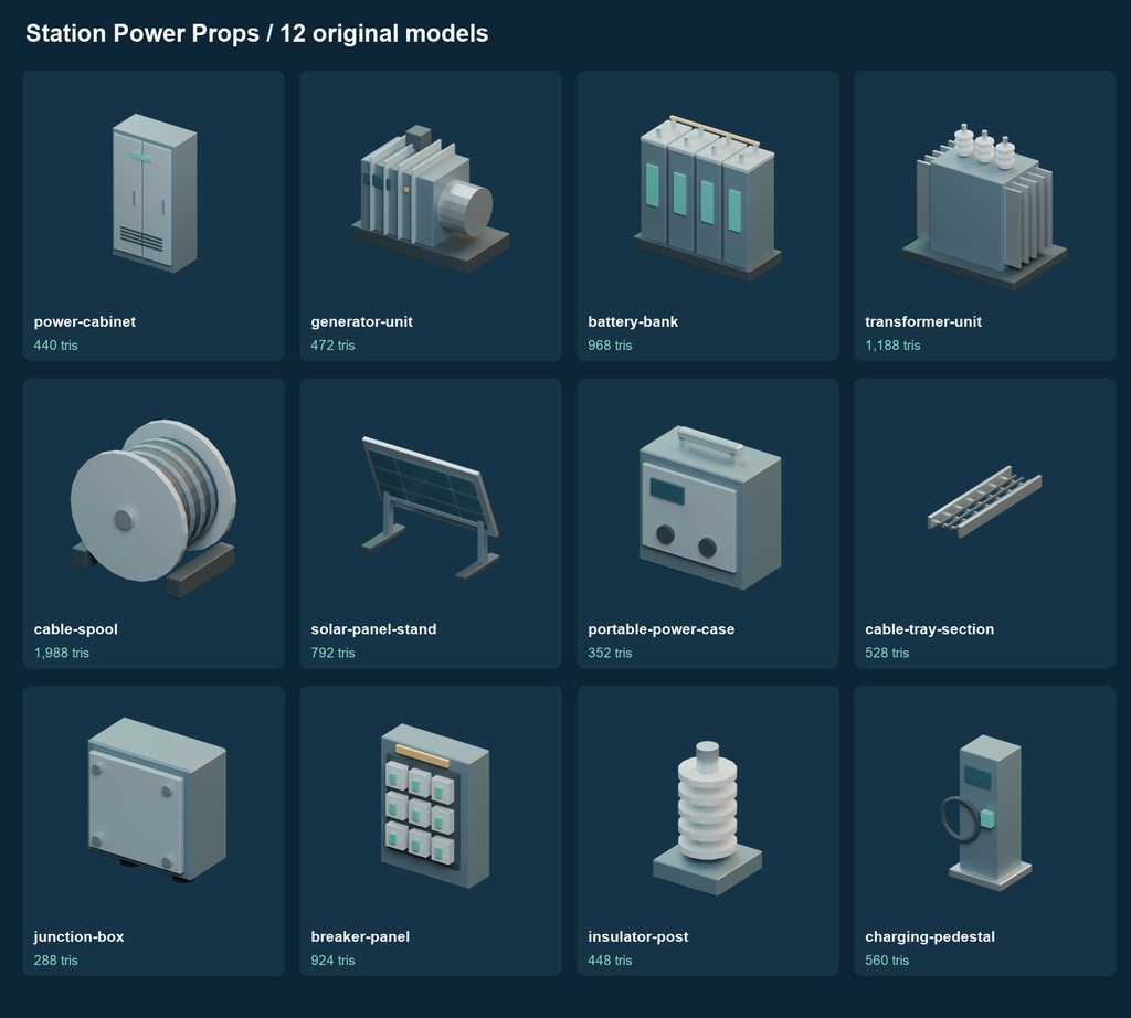 Station Power Props v0.1.0|電力設備3D小物12種