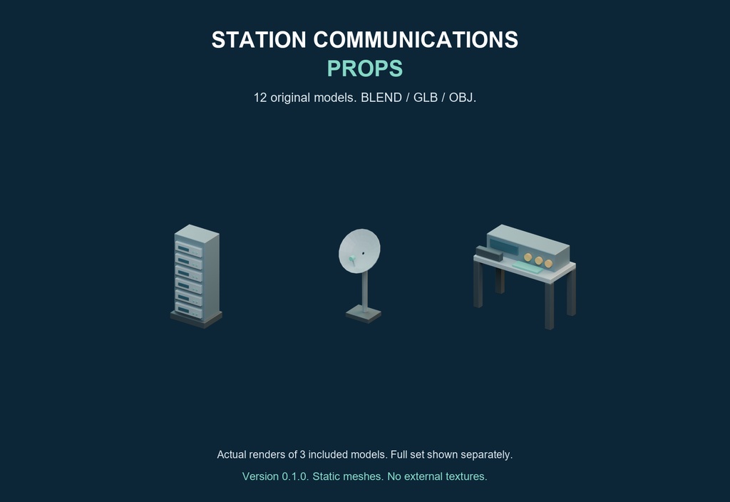 Station Communications Props v0.1.0｜通信設備3D小物12種