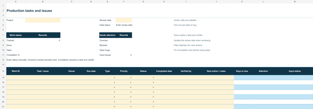 Production Tasks and Issues Tracker v0.1.0|制作タスク・不具合管理