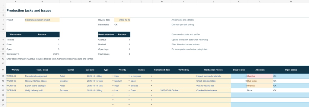 Production Tasks and Issues Tracker v0.1.0|制作タスク・不具合管理