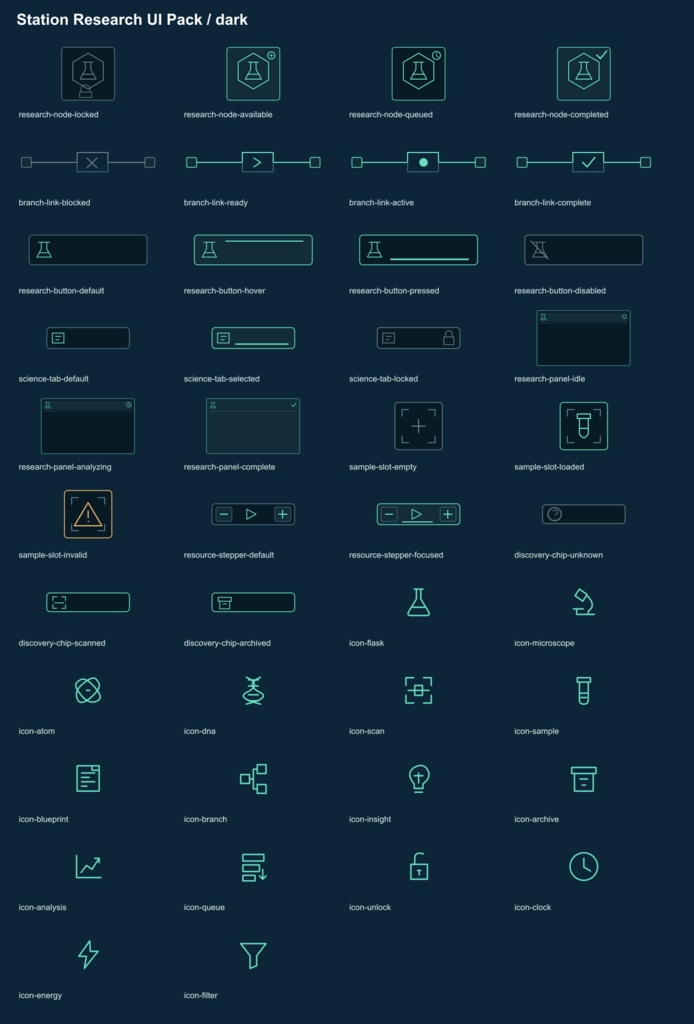 Station Research UI Pack v0.1.0|研究開発・技術ツリーUI素材