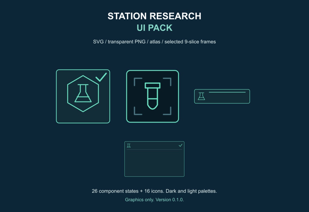 Station Research UI Pack v0.1.0｜研究開発・技術ツリーUI素材