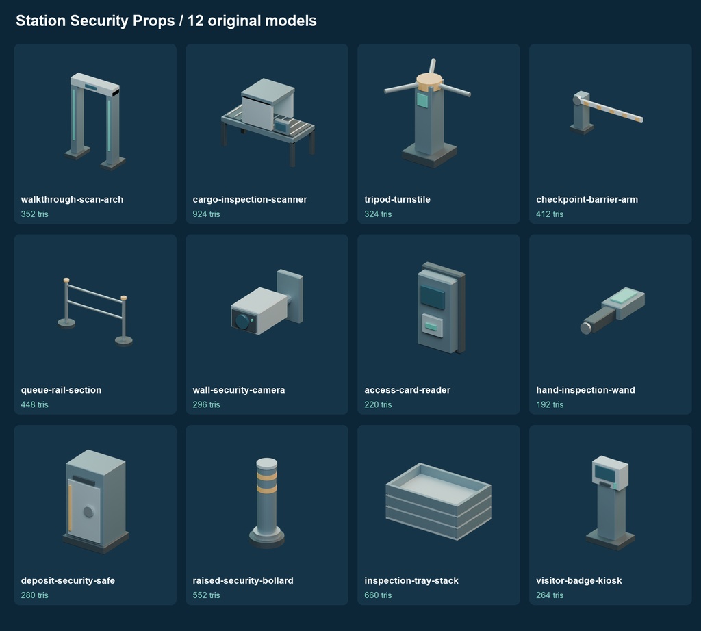 Station Security Props v0.1.0|保安・検査設備3D小物12種