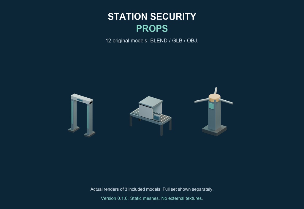 Station Security Props v0.1.0｜保安・検査設備3D小物12種