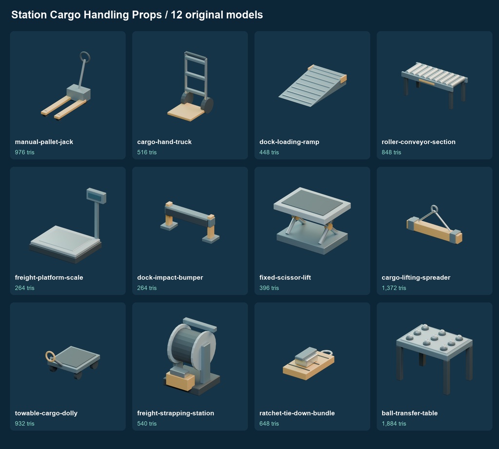 Station Cargo Handling Props v0.1.0|貨物搬送設備3D小物12種