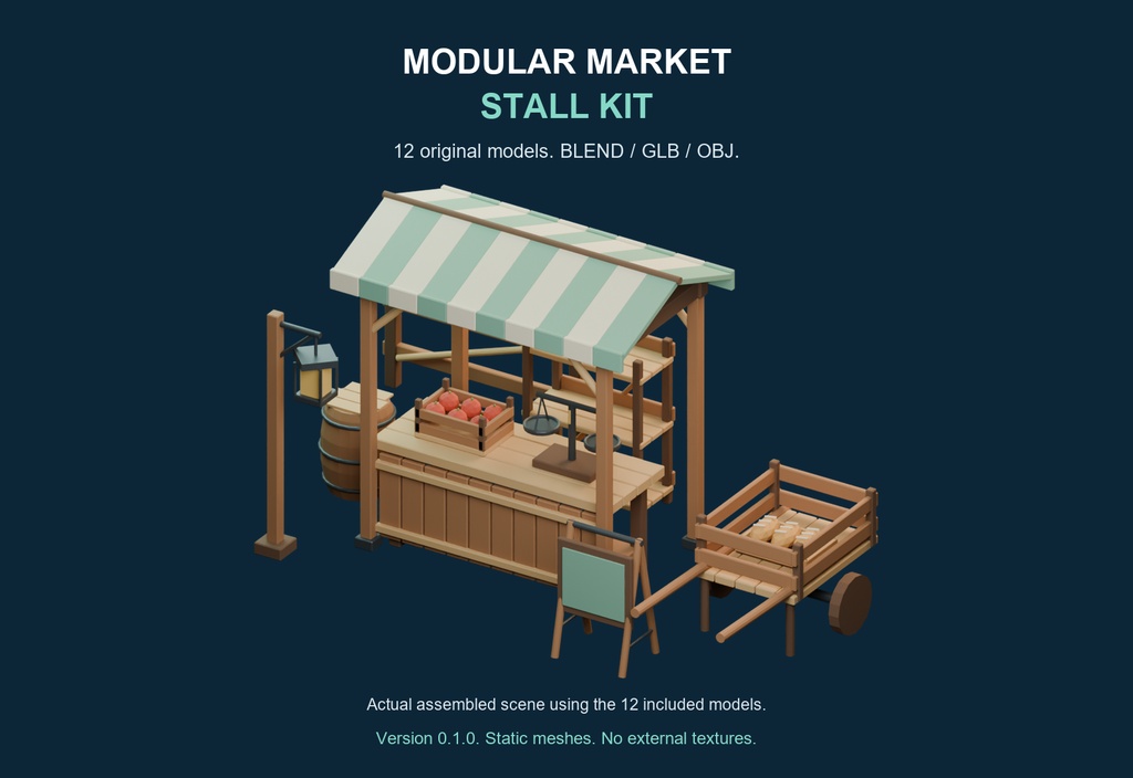 屋台・市場の3Dキット12種｜Modular Market Stall Kit v0.1.0