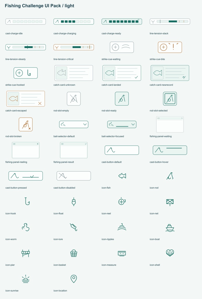 Fishing Challenge UI Pack v0.1.0|釣りゲームUI素材