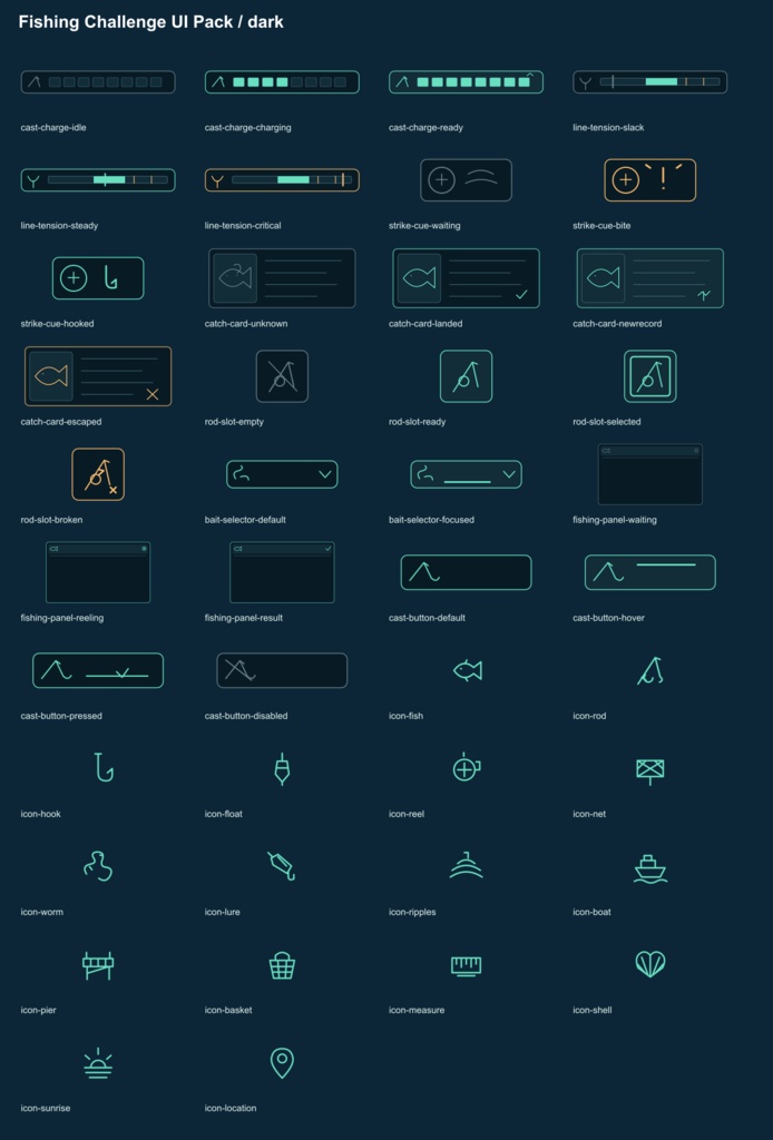 Fishing Challenge UI Pack v0.1.0|釣りゲームUI素材