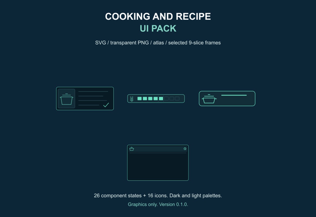 料理・レシピのゲームUI素材｜Cooking and Recipe UI Pack v0.1.0