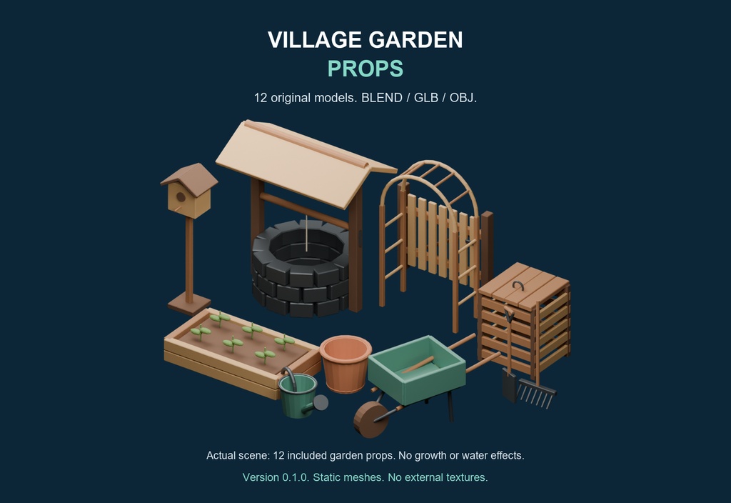 村の庭づくり3D小物12種｜Village Garden Props v0.1.0