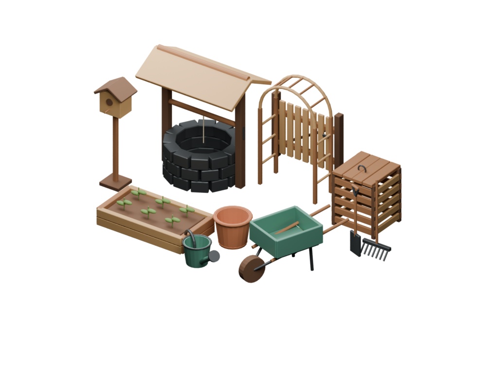 村の庭づくり3D小物12種|Village Garden Props v0.1.0