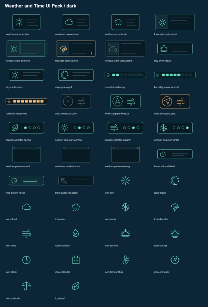 天候・時刻のゲームUI素材|Weather and Time UI Pack v0.1.0