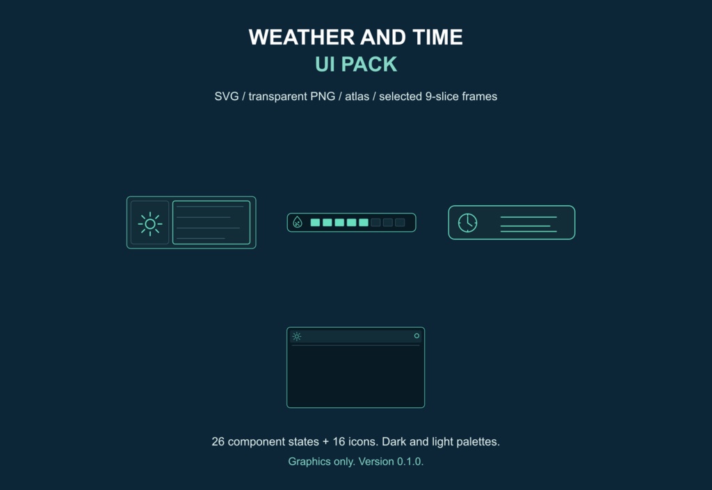 天候・時刻のゲームUI素材｜Weather and Time UI Pack v0.1.0