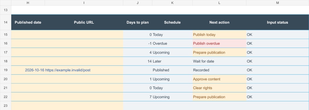 コンテンツ公開予定管理テンプレート|Content Publication Planner v0.1.0