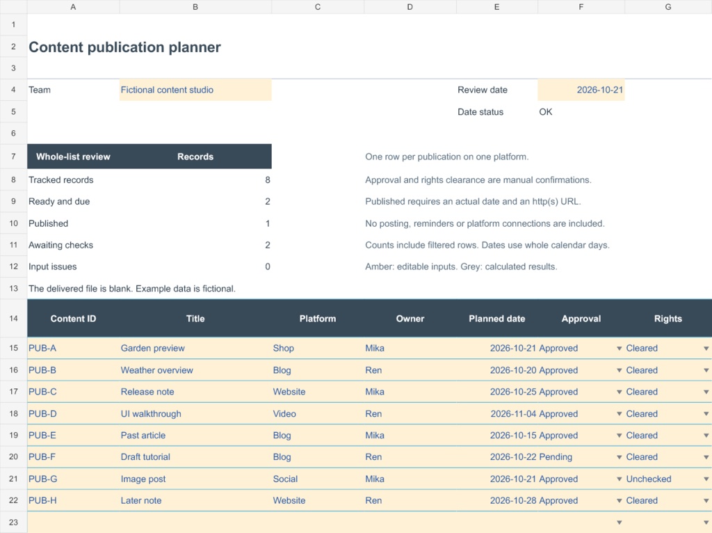 コンテンツ公開予定管理テンプレート|Content Publication Planner v0.1.0
