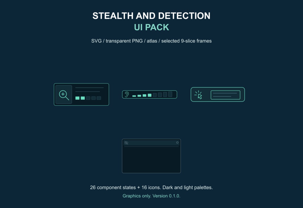 ステルス・発見状態のゲームUI素材｜Stealth and Detection UI Pack v0.1.0