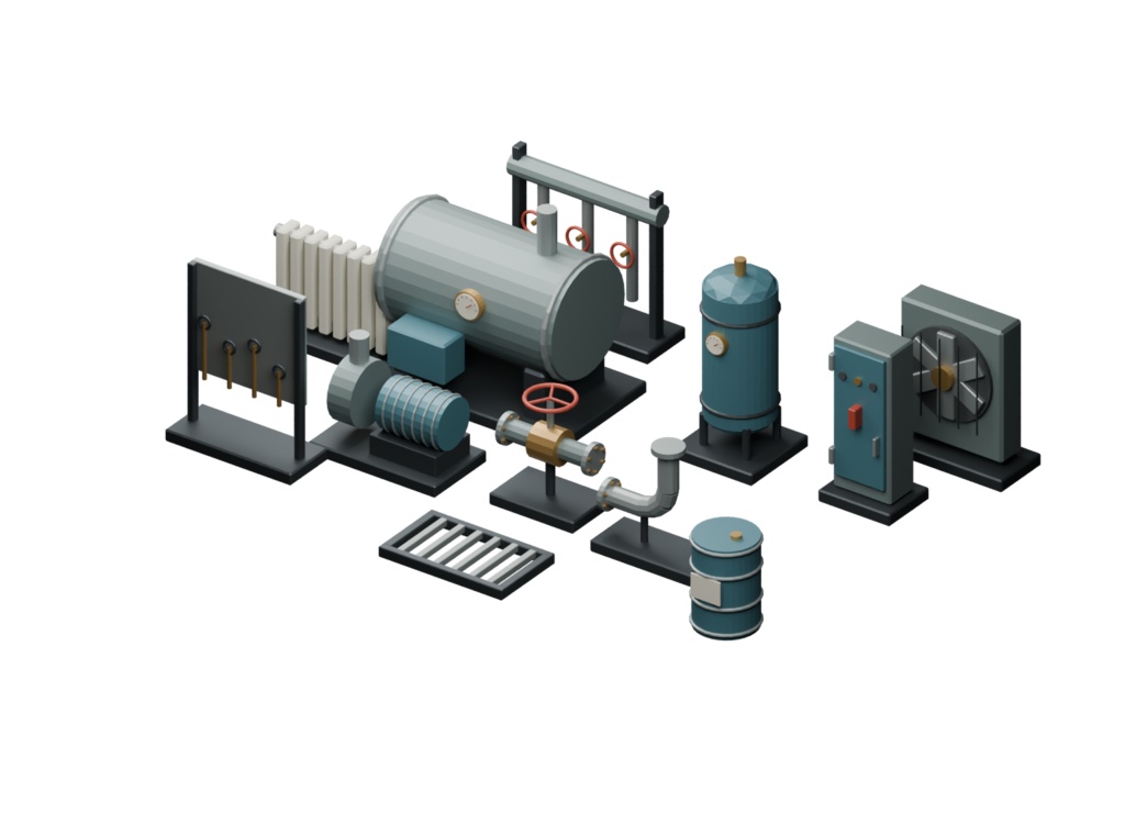 ボイラー室3D小物12種|Boiler Room Props v0.1.0