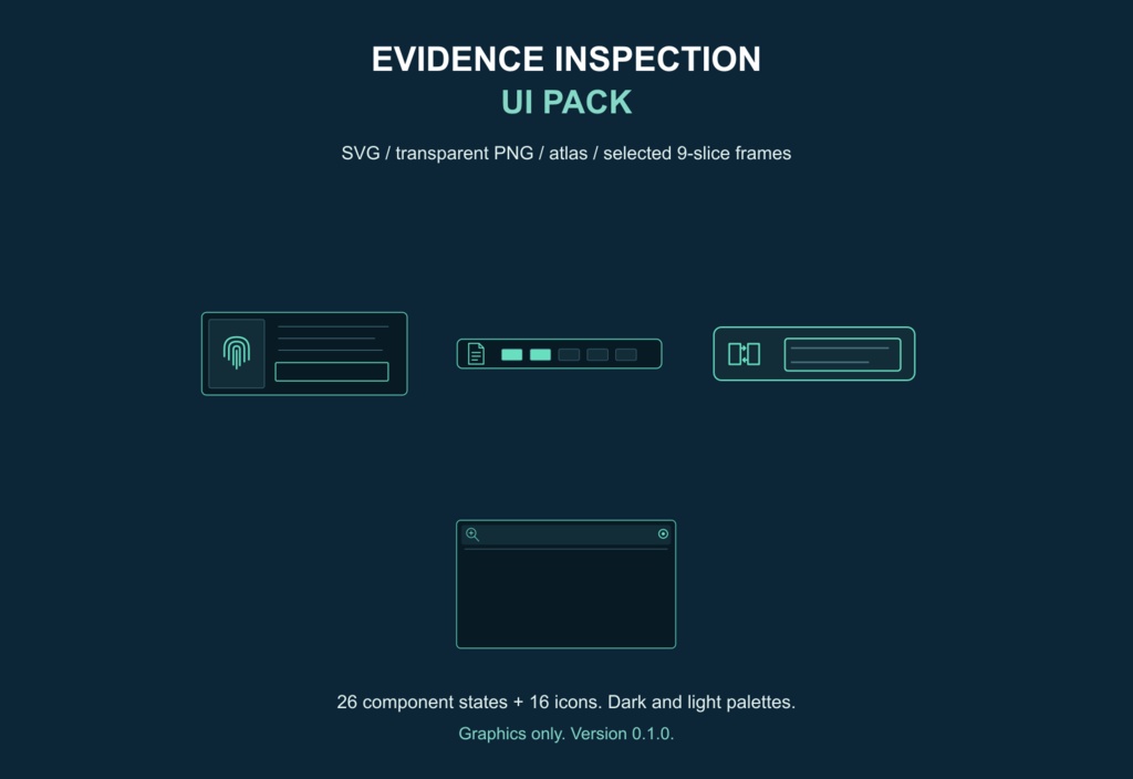 証拠調査・観察用ゲームUI素材|Evidence Inspection UI Pack v0.1.0