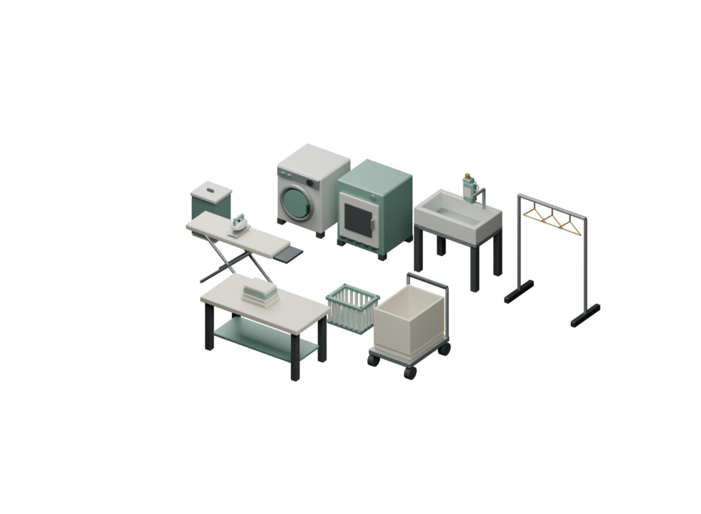ランドリー室3D小物12種|Laundry Room Props v0.1.0