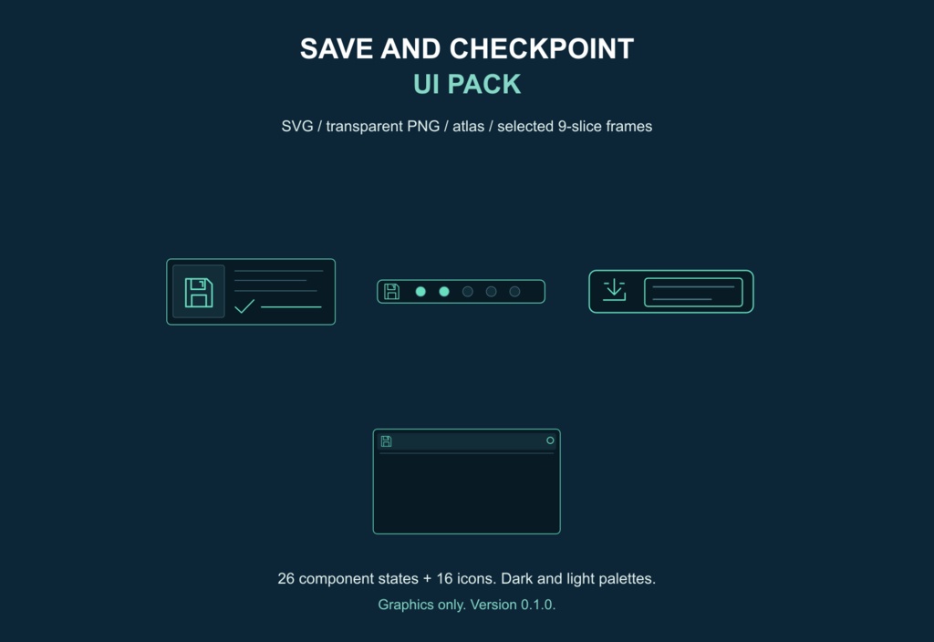 セーブ・チェックポイントUI素材｜Save and Checkpoint UI Pack v0.1.0