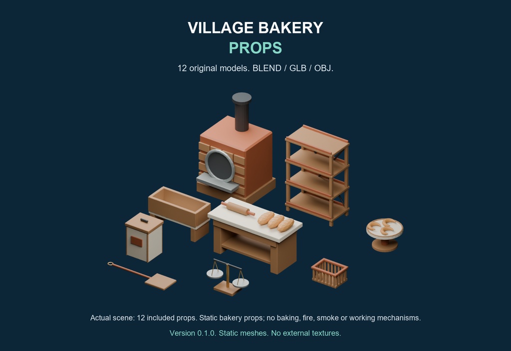 村のパン屋3D小物12種｜Village Bakery Props v0.1.0