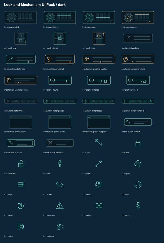 鍵・仕掛けパズルUI素材|Lock and Mechanism UI Pack v0.1.0