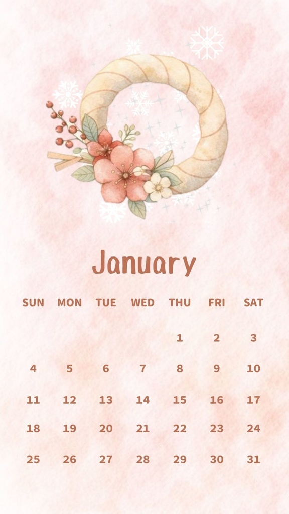 １月の壁紙カレンダー｜無料