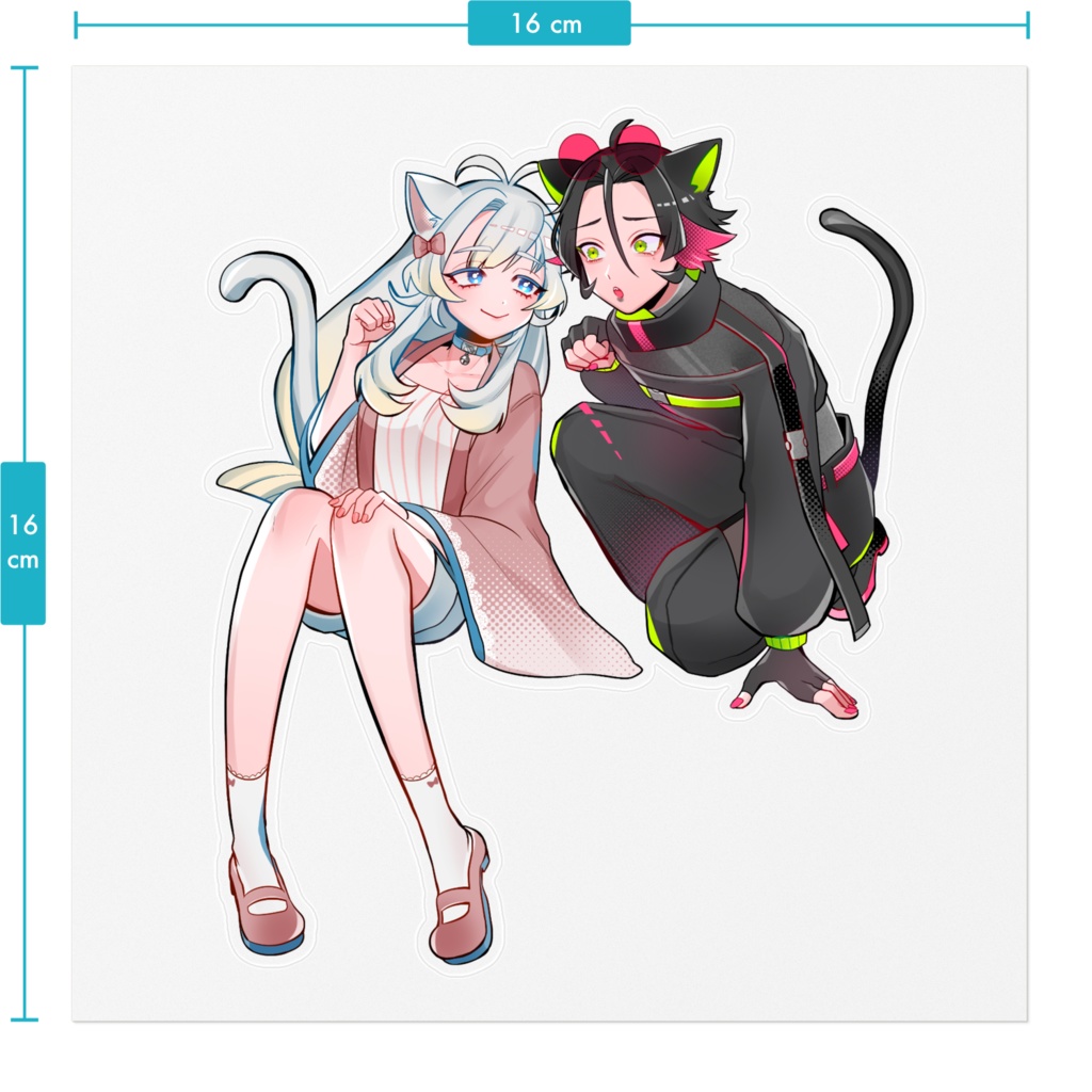 BIGステッカー 鯨屋ノゾミ・ロノくん(ネコミミver)