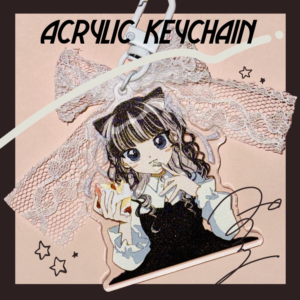 りぼん付き🎀アクリルキーホルダー🤍🩶