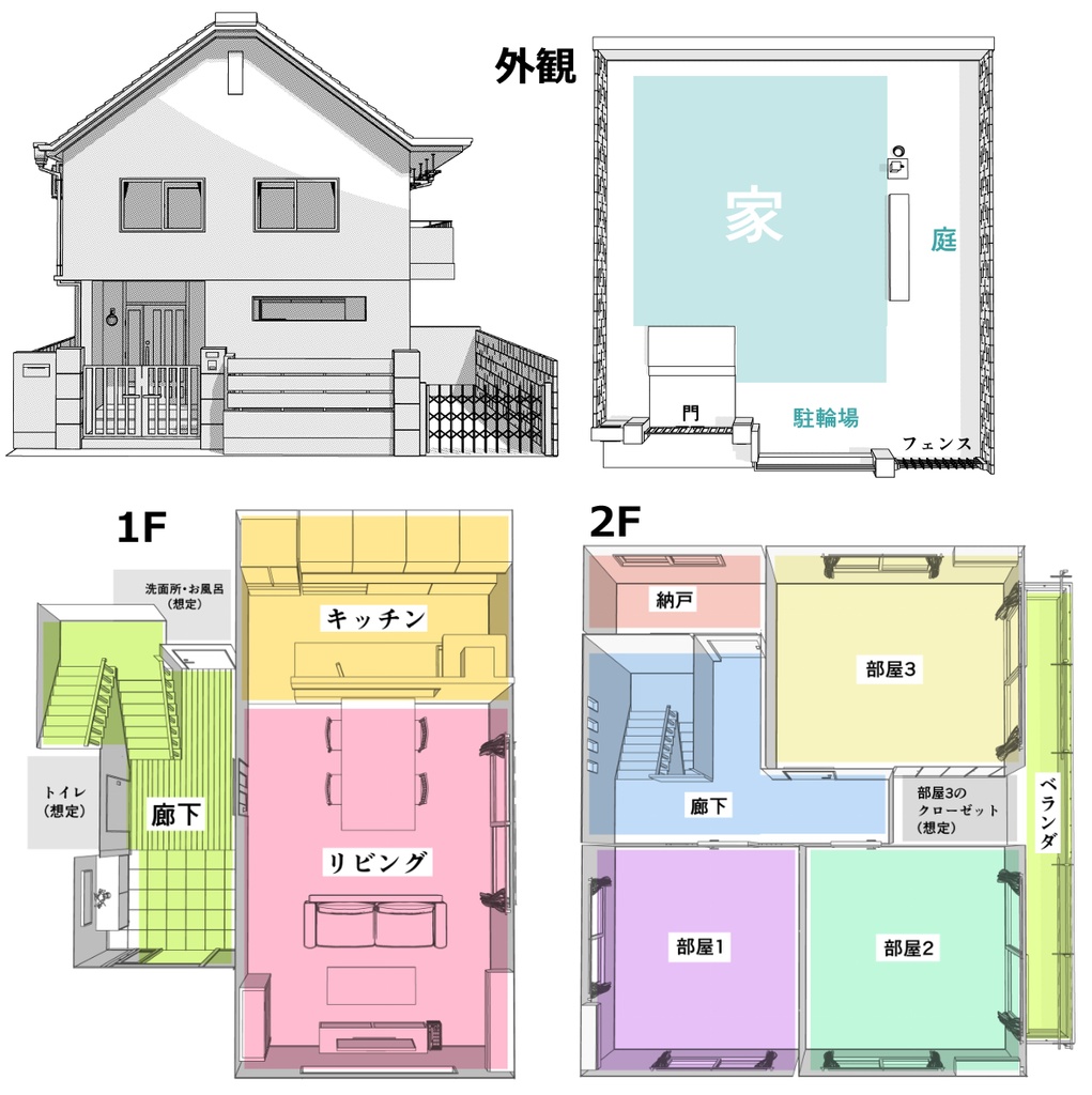 【3D】一軒家セット