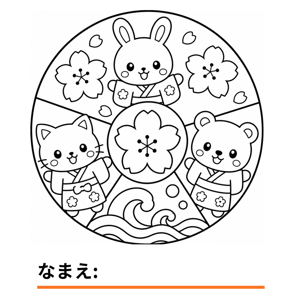 【デジタル販売】3才からのはじめてのにほんぬりえ 6枚セット
