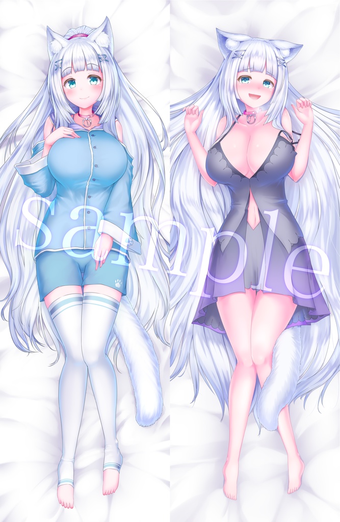 【オリジナル】銀髪猫耳ちゃん 抱き枕カバー