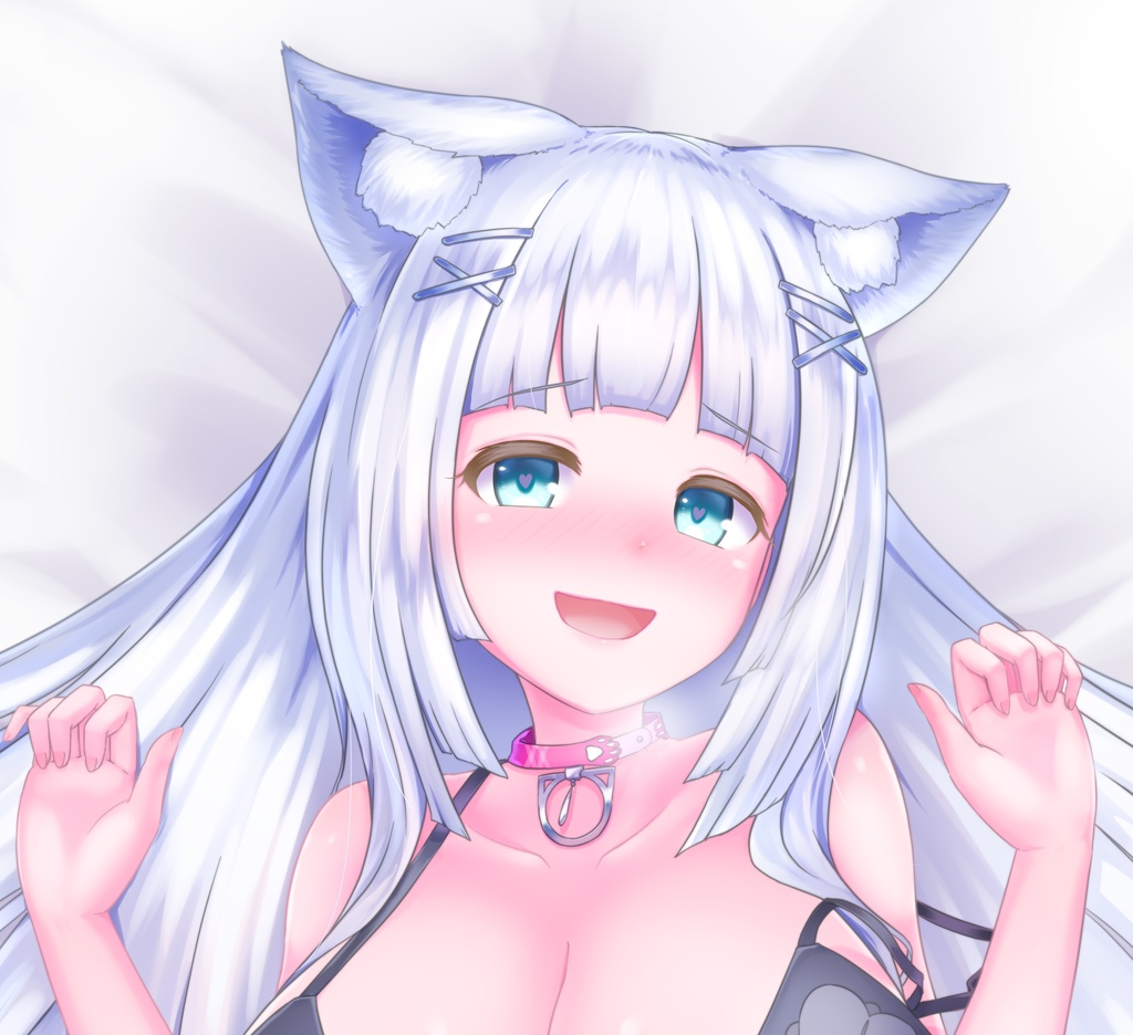 【オリジナル】銀髪猫耳ちゃん 抱き枕カバー