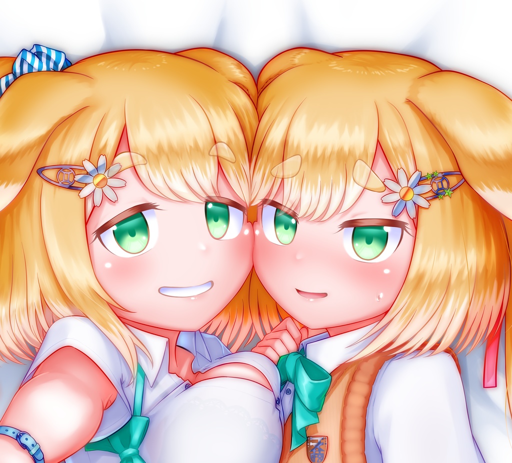 【オリジナル】双子の垂れ耳犬姉妹さん　抱き枕カバー