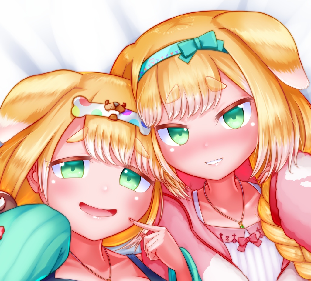 【オリジナル】双子の垂れ耳犬姉妹さん 抱き枕カバー