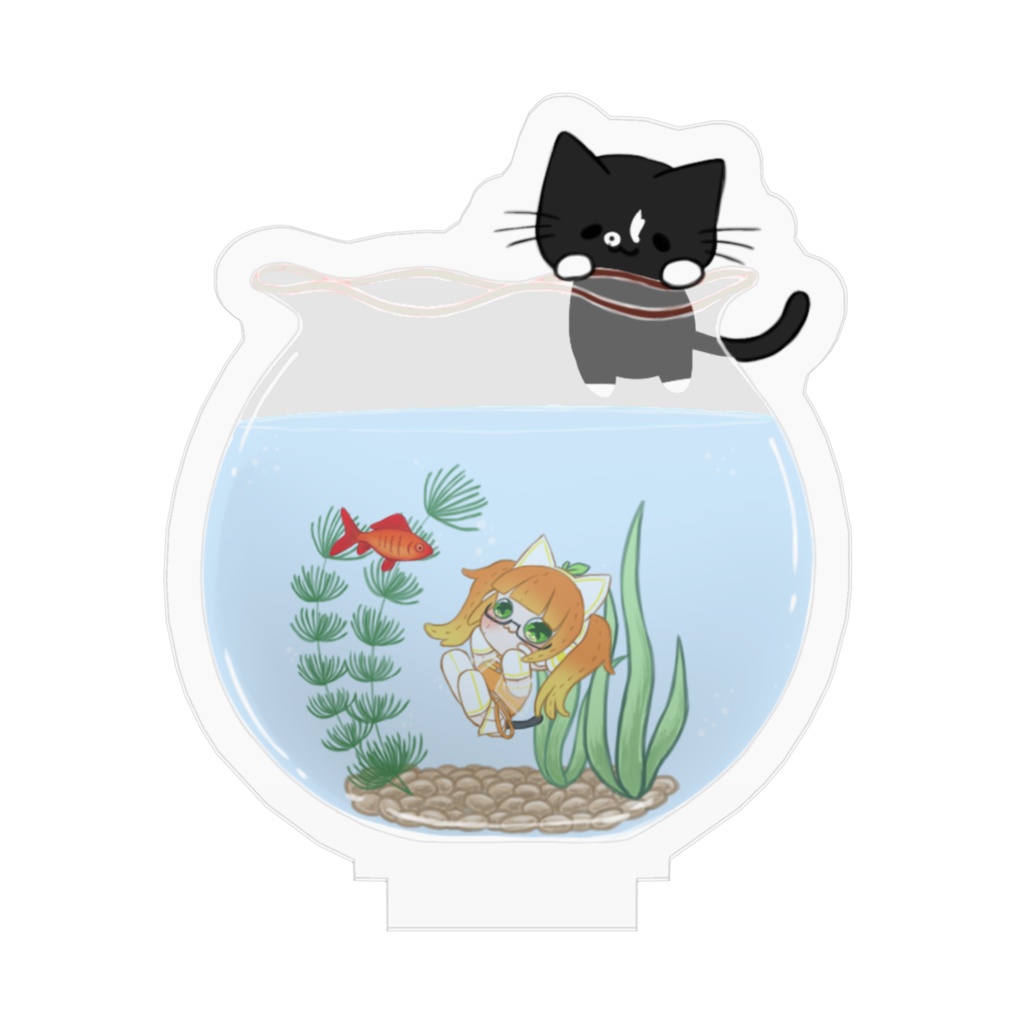 8月ぬい化金魚鉢みかん