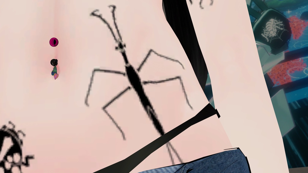 【タトゥー】ヒメミズカマキリ【へそピアス、イヤリング】